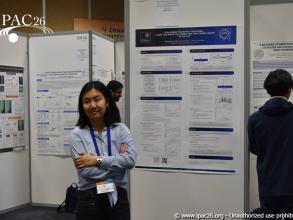Sasha Horney next to her poster at IPAC 2026